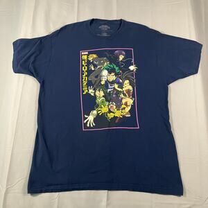 My Hero Academia Funimation Anime T-Shirt Mens XL Navy Short Sleeve Graphic Tee